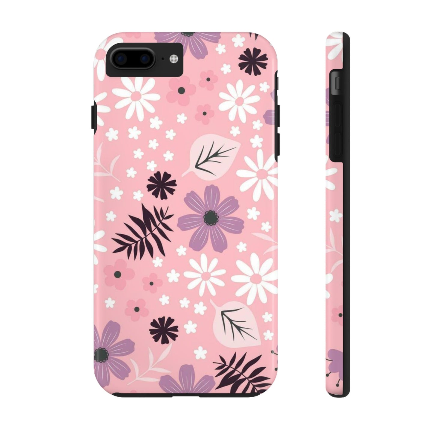 Seamless pink flourish pattern with field flowers tough phone case iPhone 7 Plus, iPhone 8 Plus