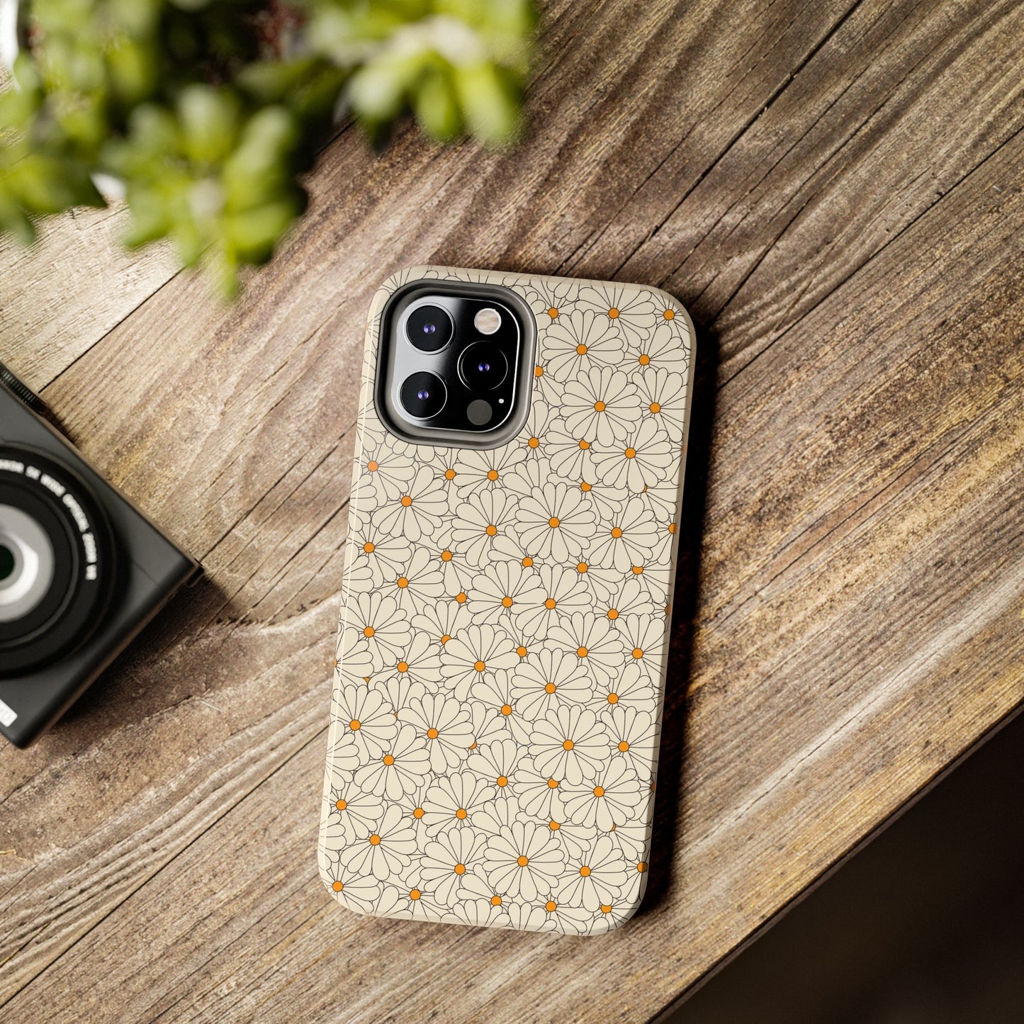 Seamless groovy daisy pattern Tough Phone Cases