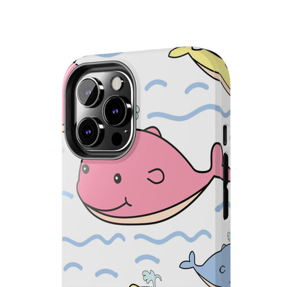 Seamless cute multicolored whale cartoon pattern Tough Phone Cases