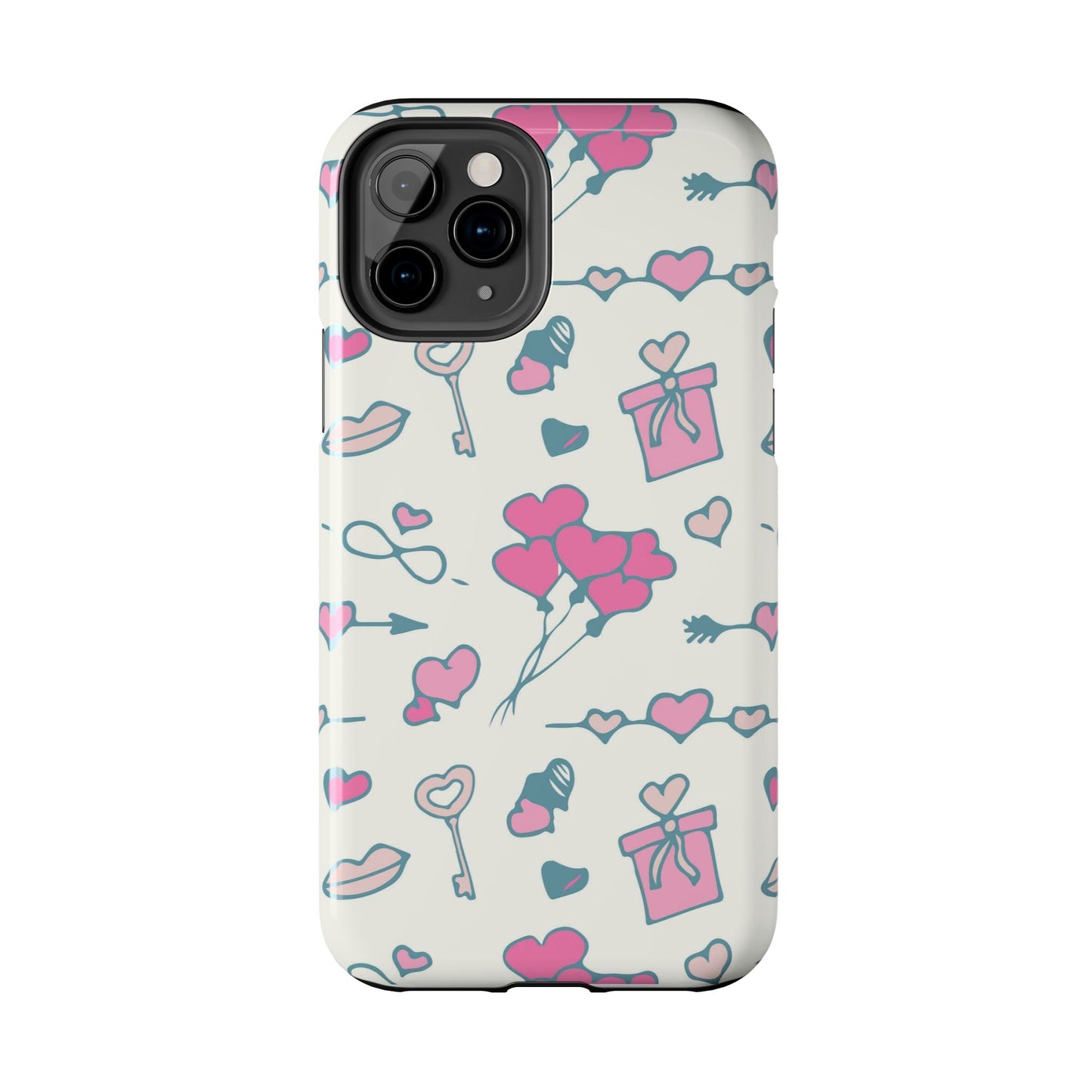 Pink seamless pattern with cute love doodles Tough Phone Cases