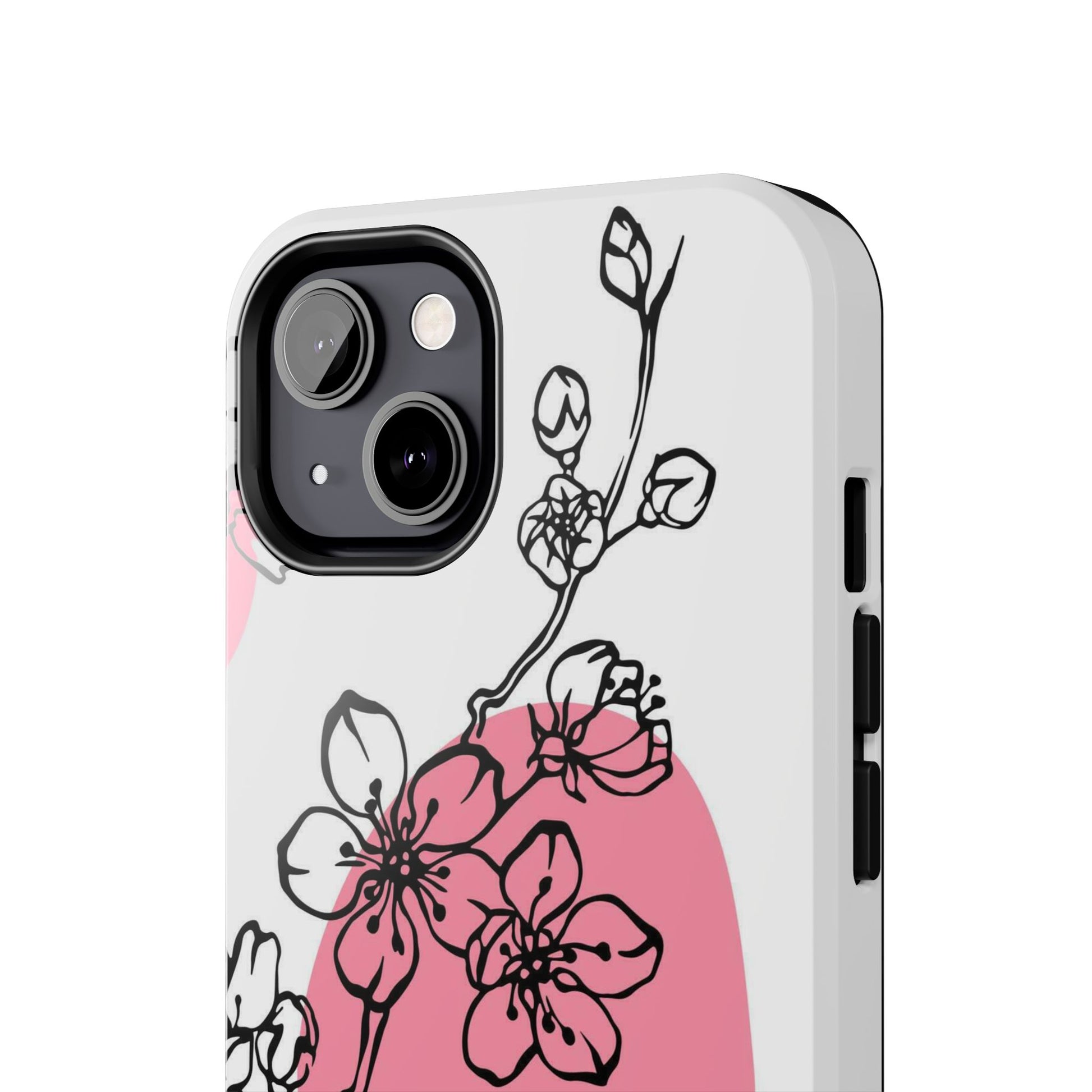 Spring blossom monochrome line art floral Tough Phone Cases