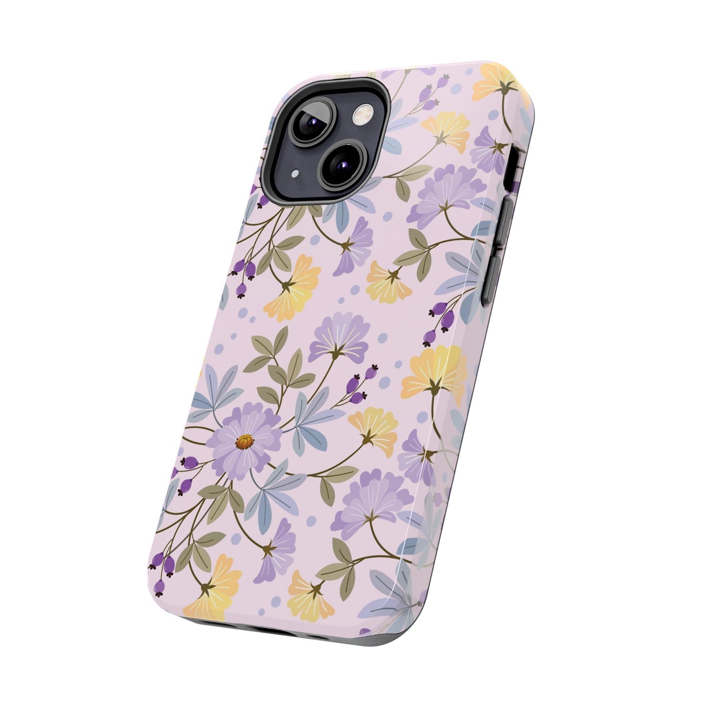 Blooming yellow and purple flowers Tough Phone Cases