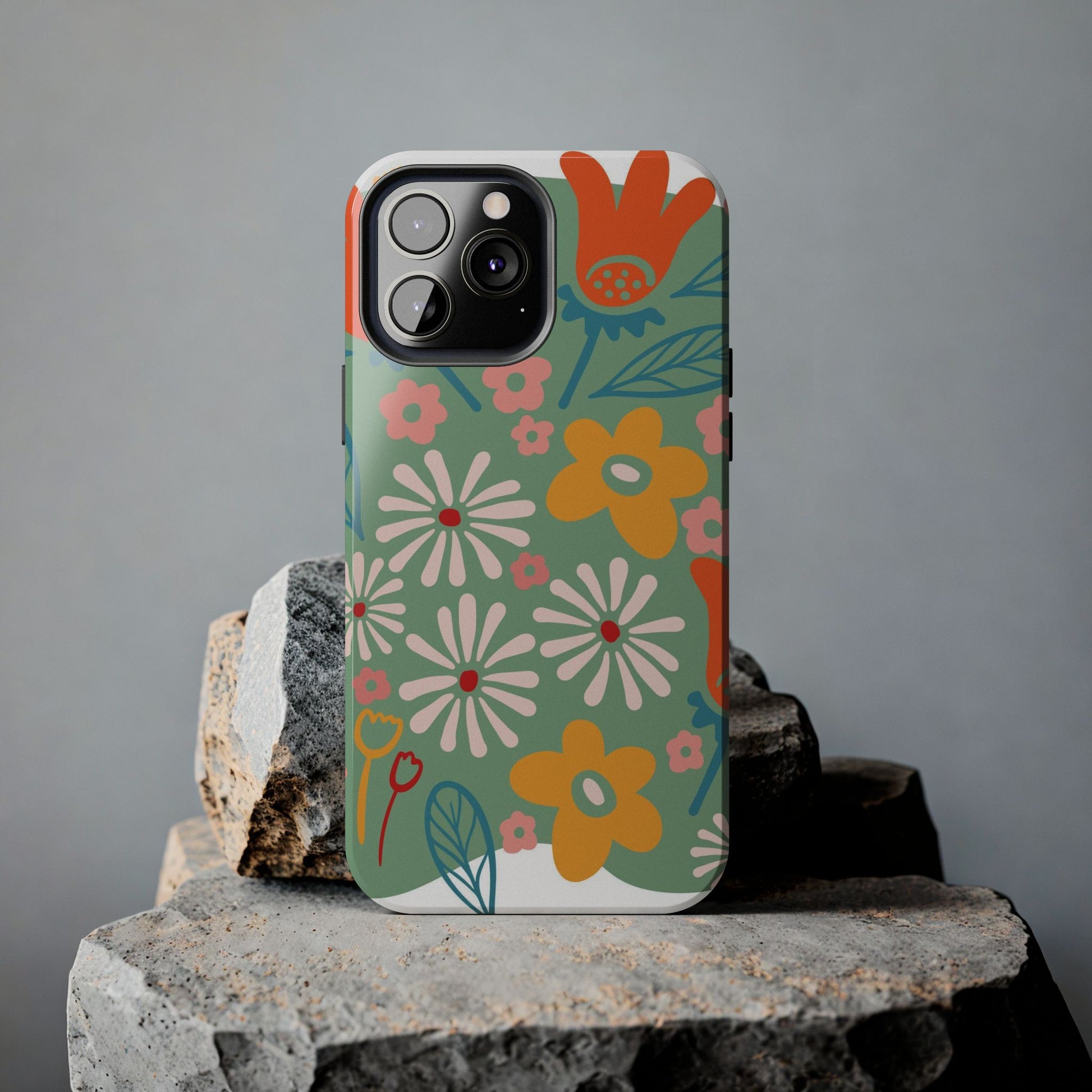 flowers in trendy retro Tough Phone Cases