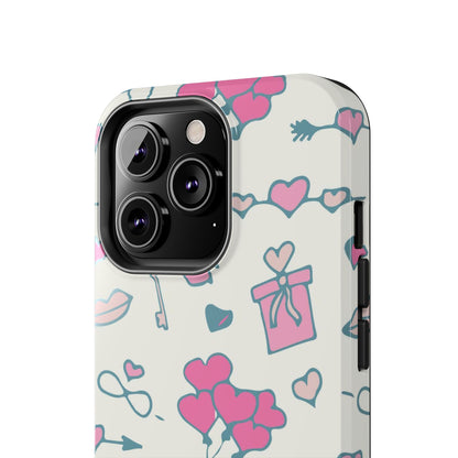 Pink seamless pattern with cute love doodles Tough Phone Cases