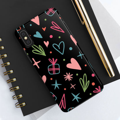 Valentine Day Doodle seamless pattern Tough Phone Cases