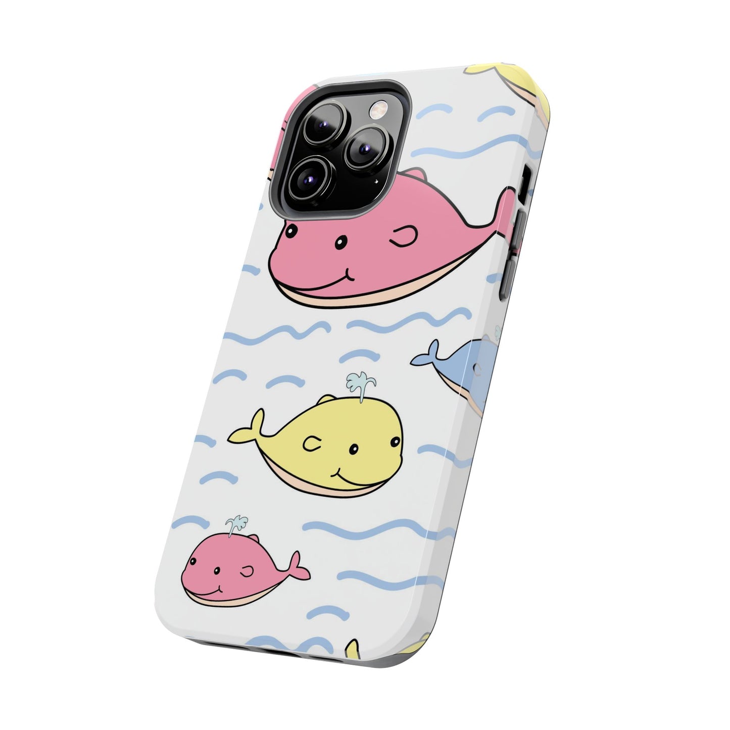 Seamless cute multicolored whale cartoon pattern Tough Phone Cases