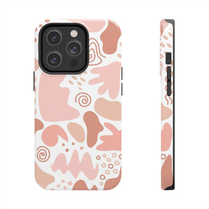 Set of organic abstract shapes in pastel colors. Pink and beige Tough Phone Cases iPhone 14 Pro