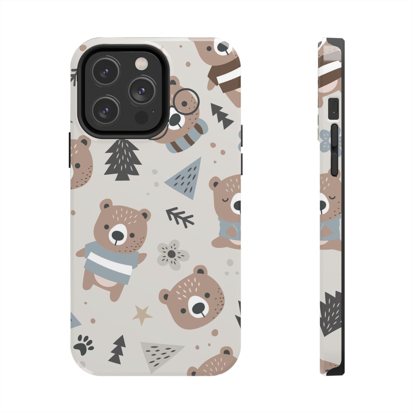 Scandinavian Teddy Bear Seamless Pattern Tough Phone Cases iPhone 14 Pro Max