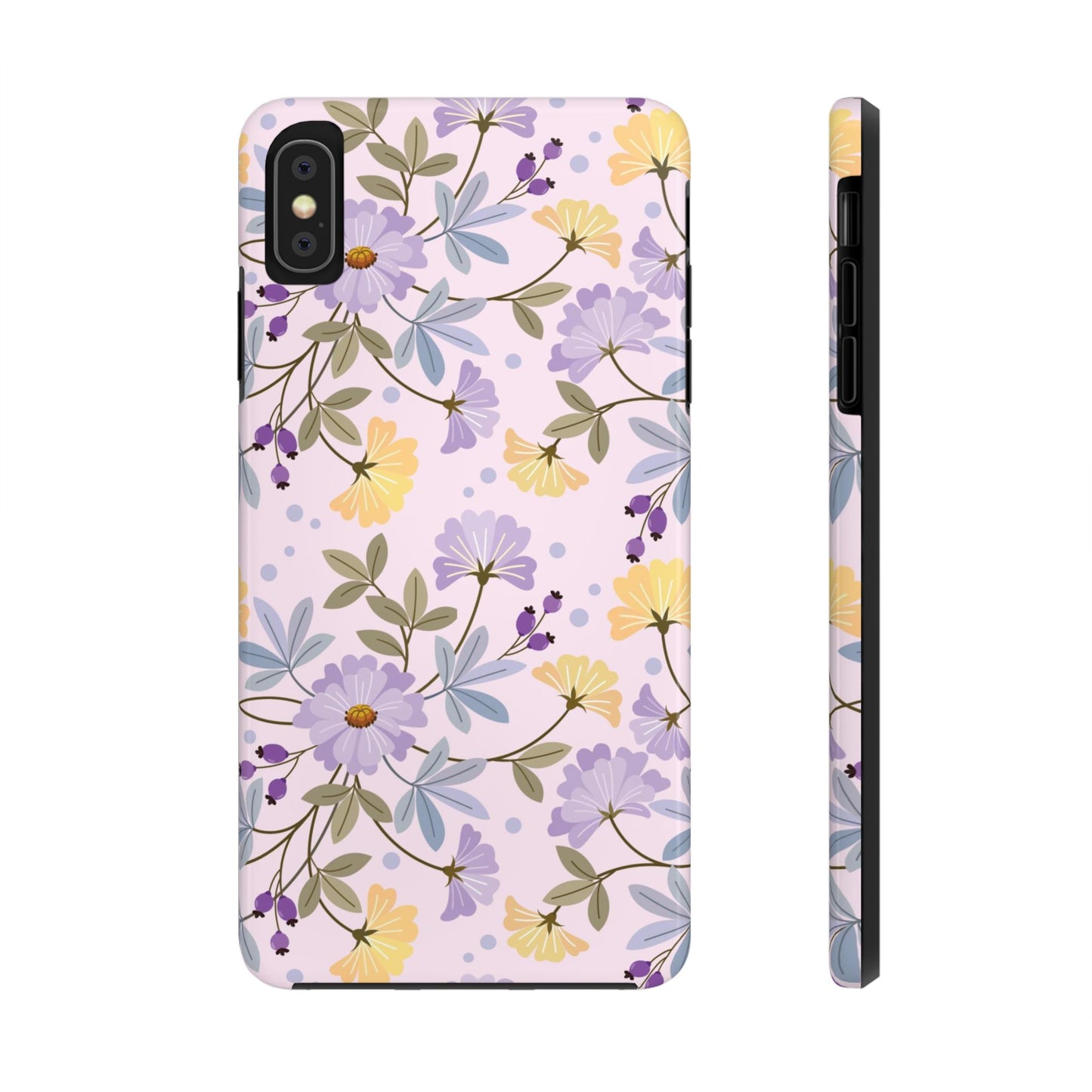 Blooming yellow and purple flowers Tough Phone Cases iPhone XS MAX