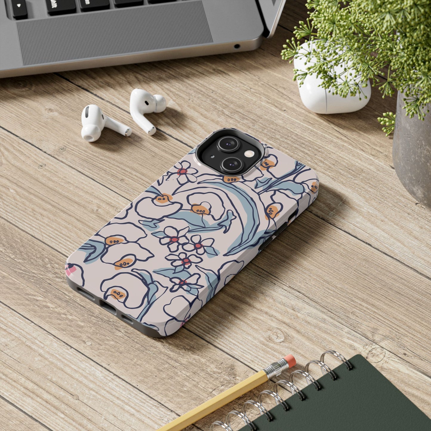 hand-drawn flower sketch Tough Phone Cases