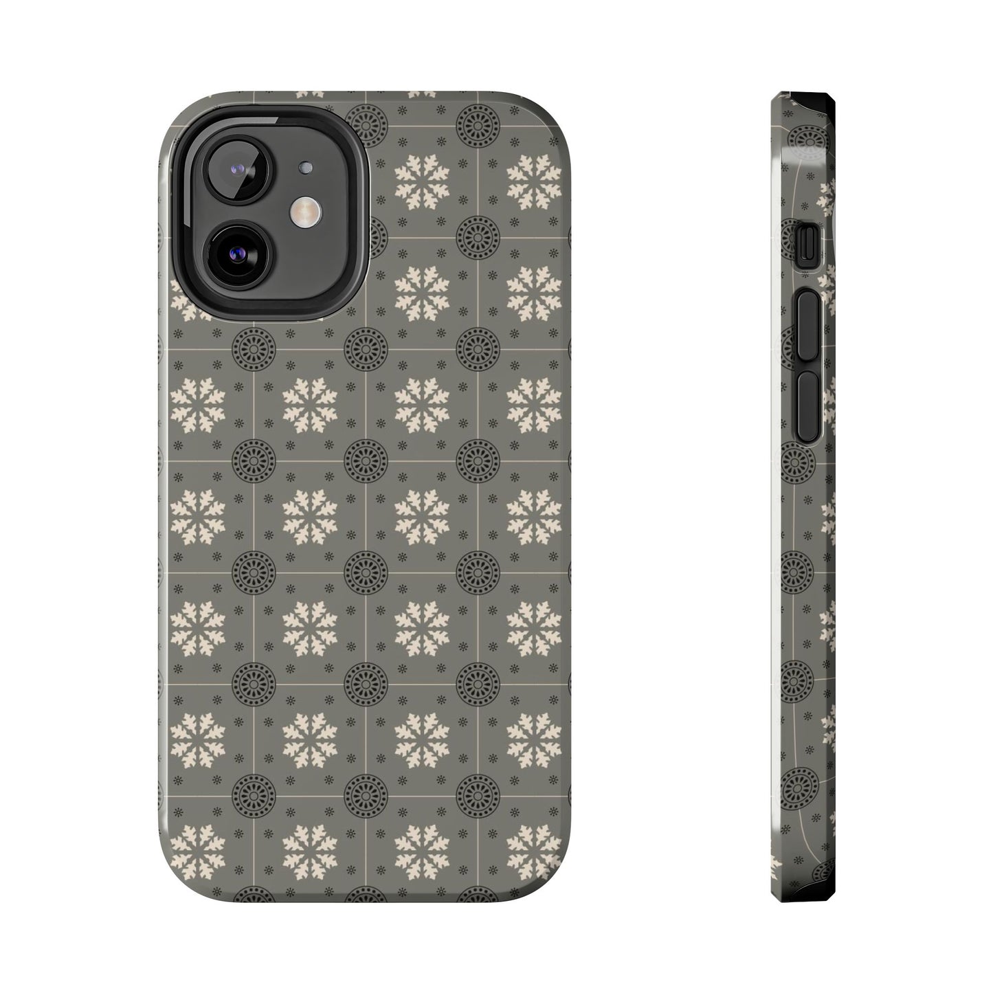 Grey Mosaic Pattern Tough Phone Cases iPhone 12 Mini