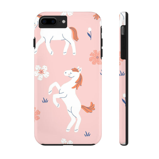 Seamless pattern with cute white horses Tough Phone Cases iPhone 7 Plus, iPhone 8 Plus