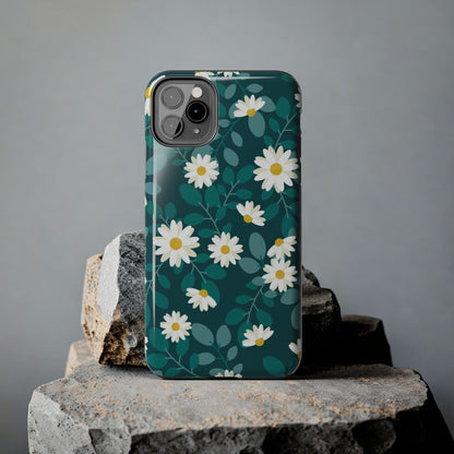 cute white daisy flower flat style seamless pattern Tough Phone Cases