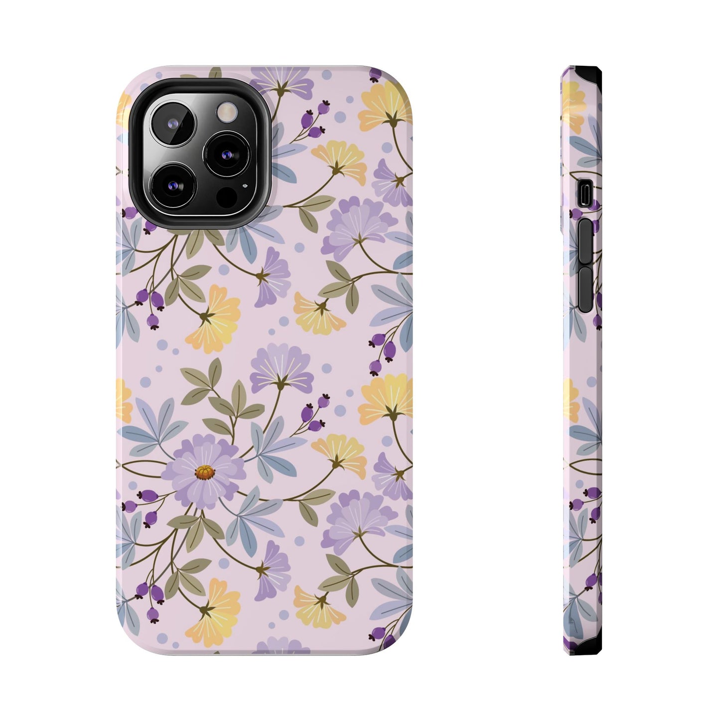 Blooming yellow and purple flowers Tough Phone Cases iPhone 12 Pro Max