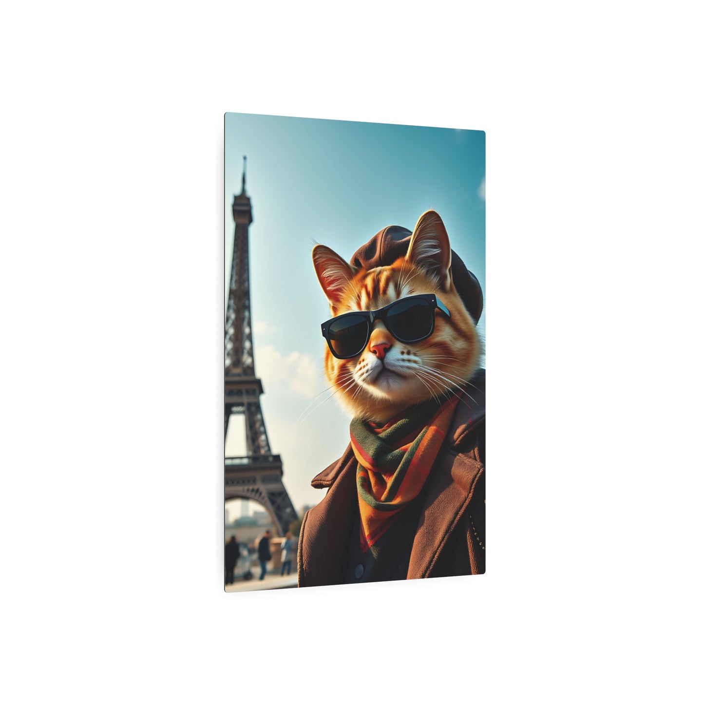 Chic Cat in Paris: A Purr-fect Encounter! Metal Art Sign