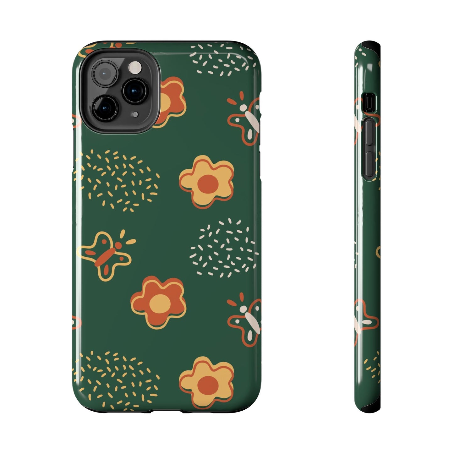 Seamless pattern with flowers and butterflies Tough Phone Cases iPhone 11 Pro Max