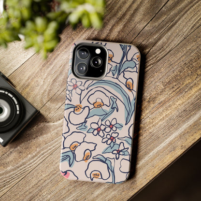 hand-drawn flower sketch Tough Phone Cases