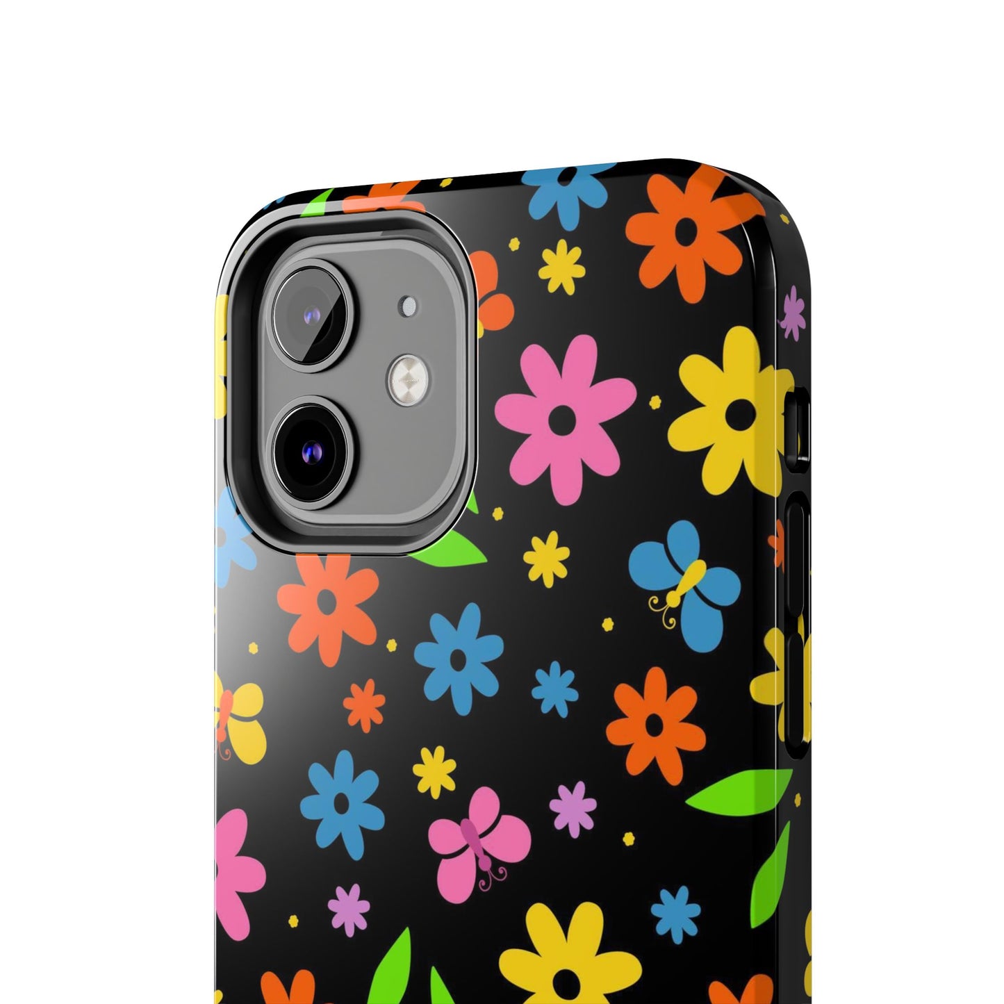 Cute pattern with simple flowers and butterflies. Tough Phone Cases