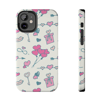 Pink seamless pattern with cute love doodles Tough Phone Cases iPhone 12 Mini