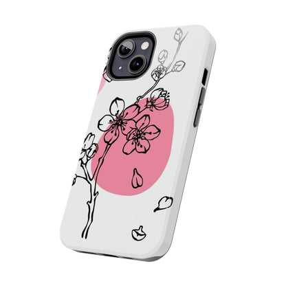 Spring blossom monochrome line art floral Tough Phone Cases