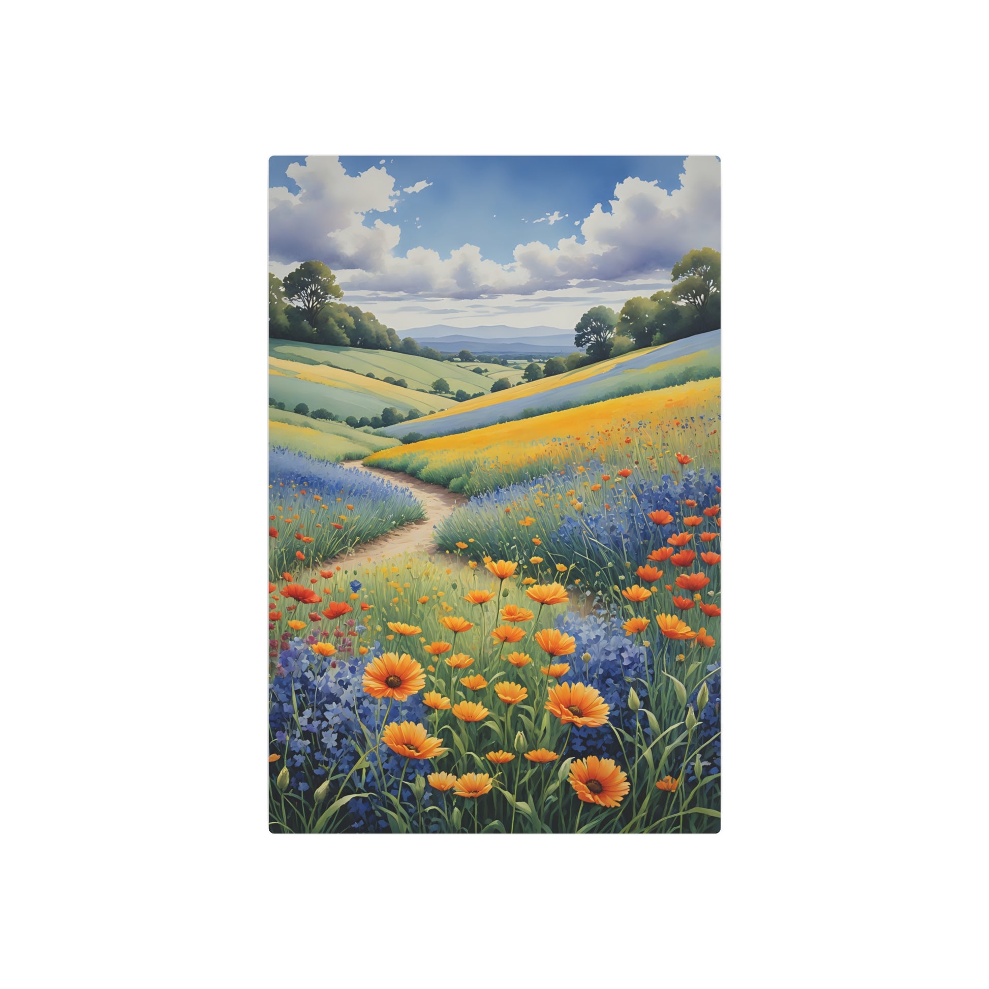 Fields of Gold and Sapphire Metal Art Sign