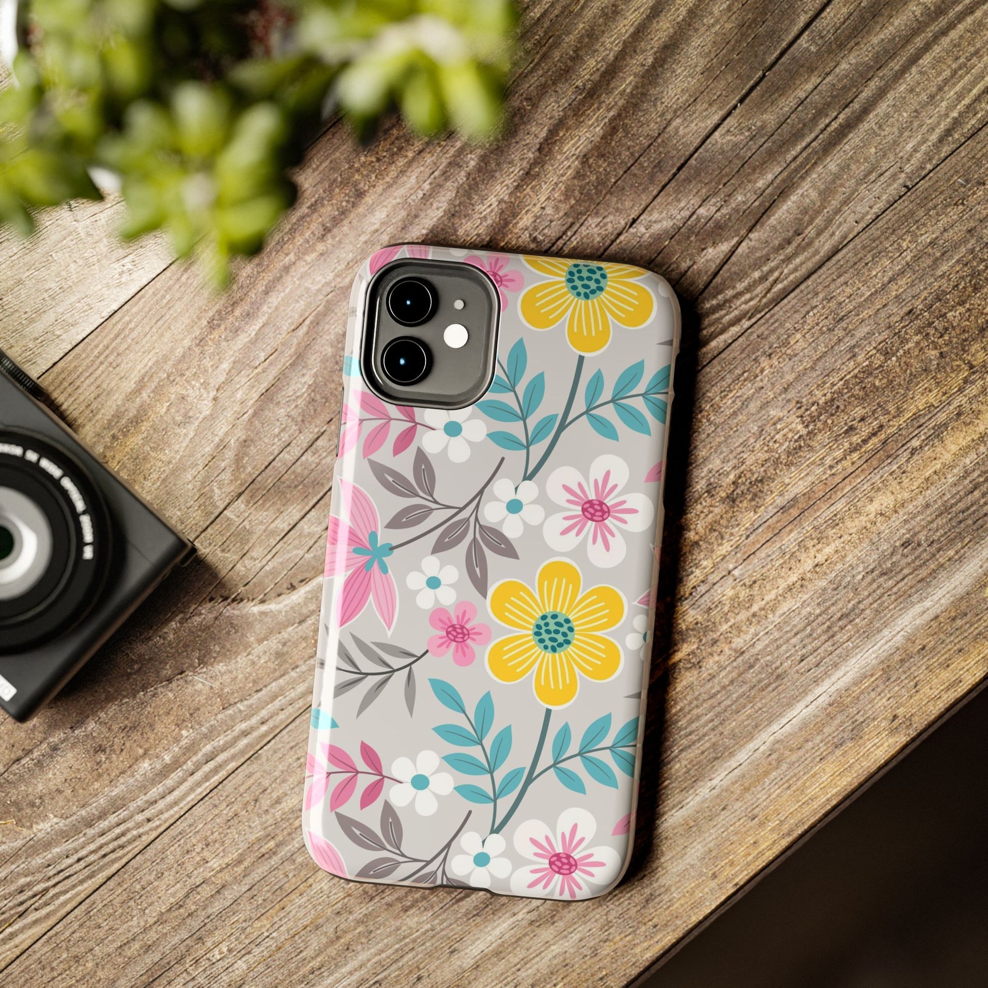 Colorful flowers and leaf Tough Phone Cases