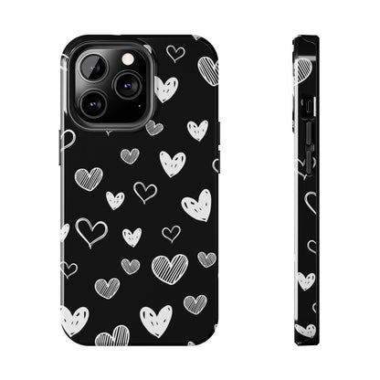 Heart doodles seamless pattern Tough Phone Cases iPhone 13 Pro