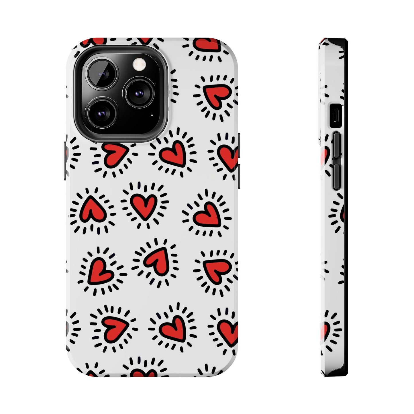 seamless pattern of Red hearts Tough Phone Cases iPhone 13 Pro