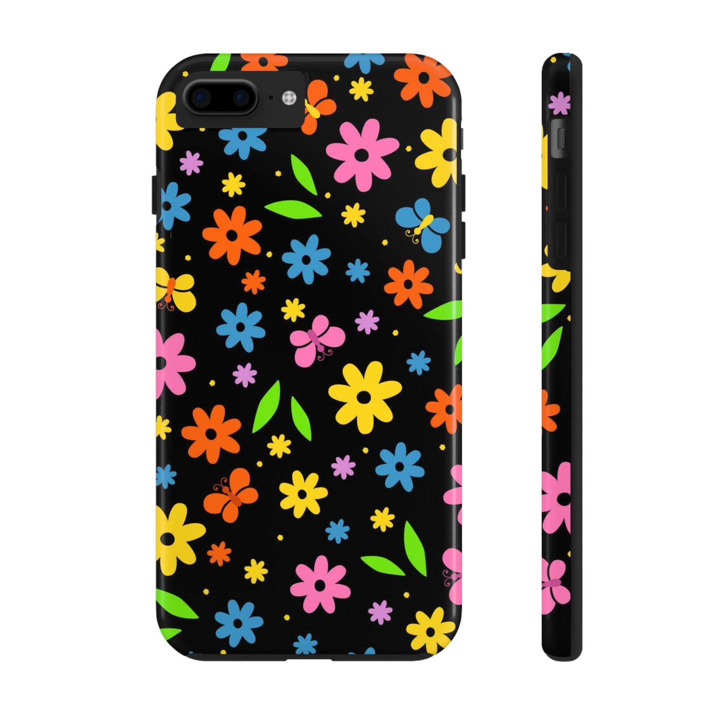 Cute pattern with simple flowers and butterflies. Tough Phone Cases iPhone 7 Plus, iPhone 8 Plus