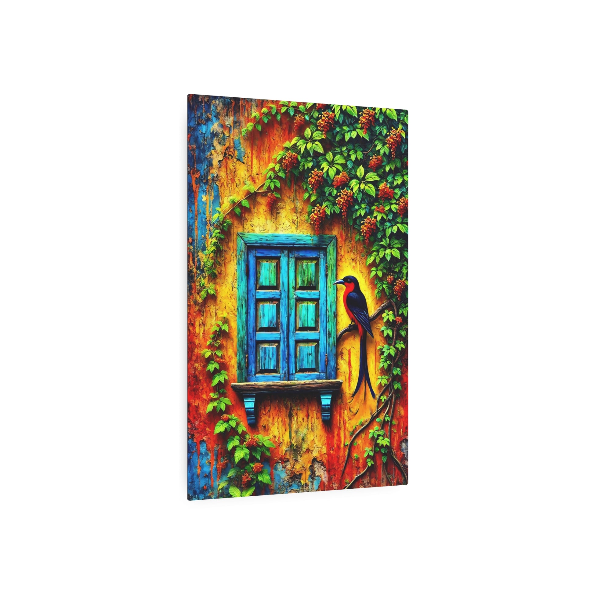 Serenade of Colors: The Enchanted Window Metal Art Sign