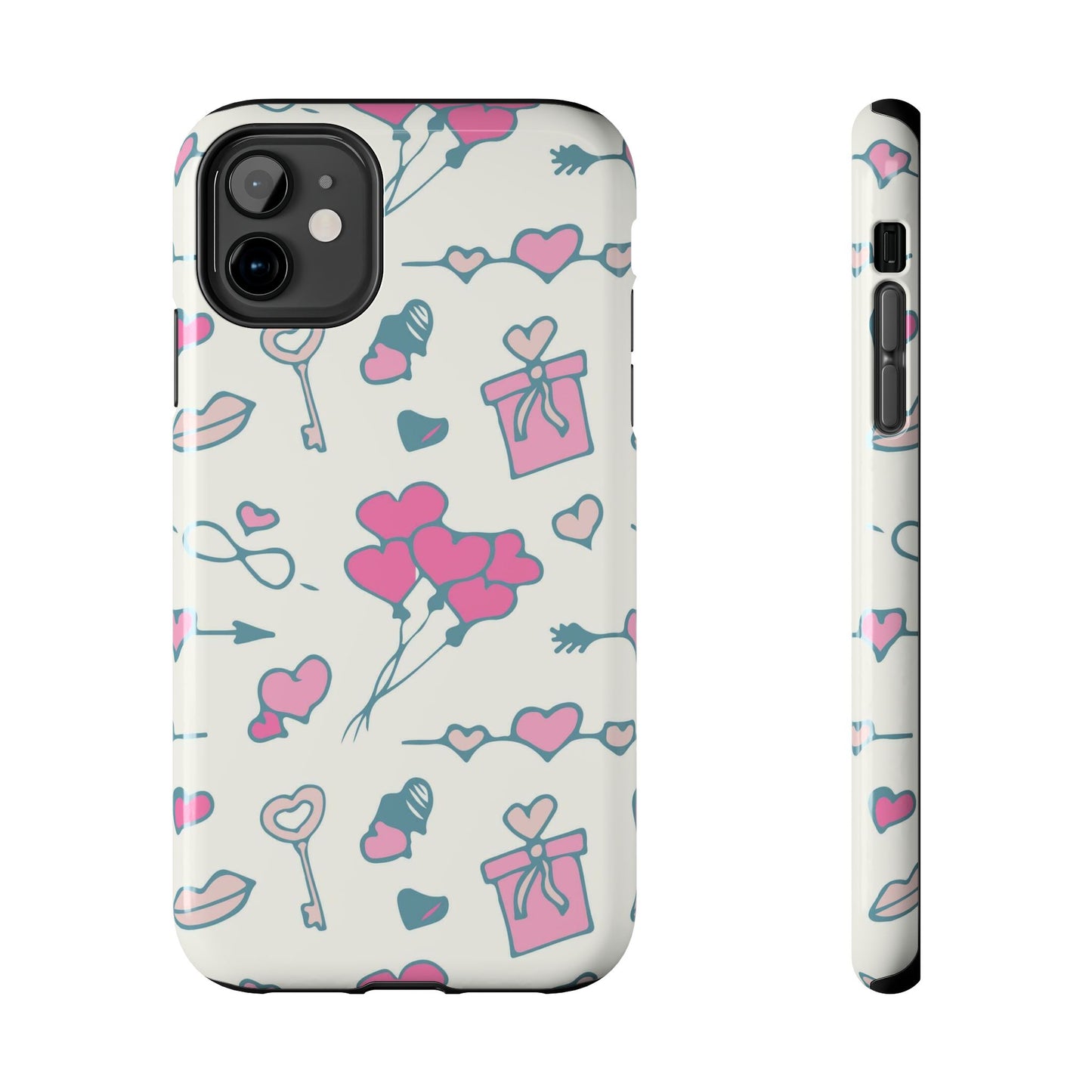 Pink seamless pattern with cute love doodles Tough Phone Cases iPhone 11