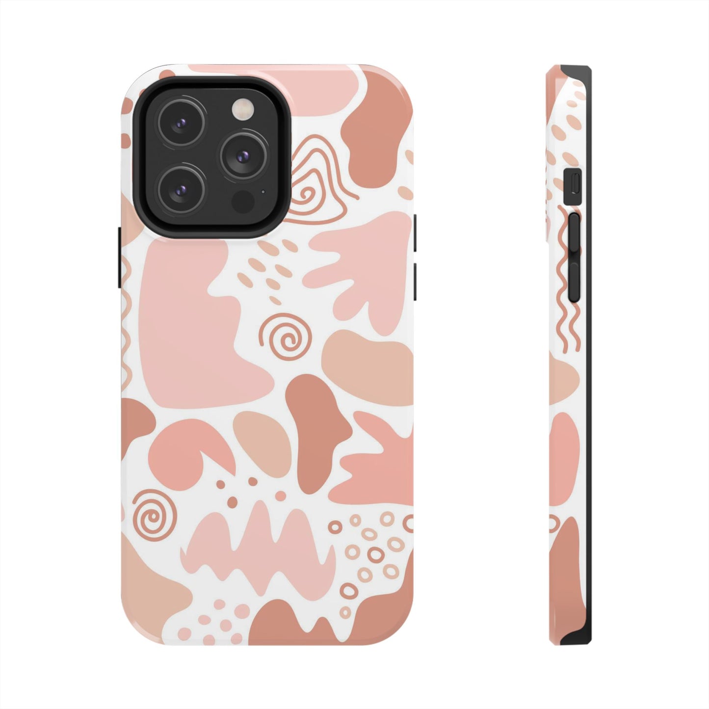 Set of organic abstract shapes in pastel colors. Pink and beige Tough Phone Cases iPhone 14 Pro Max