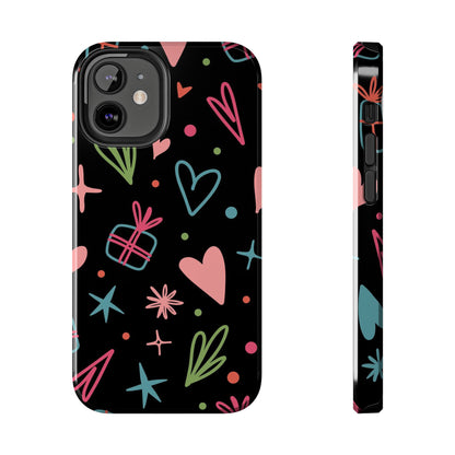 Valentine Day Doodle seamless pattern Tough Phone Cases iPhone 12 Mini