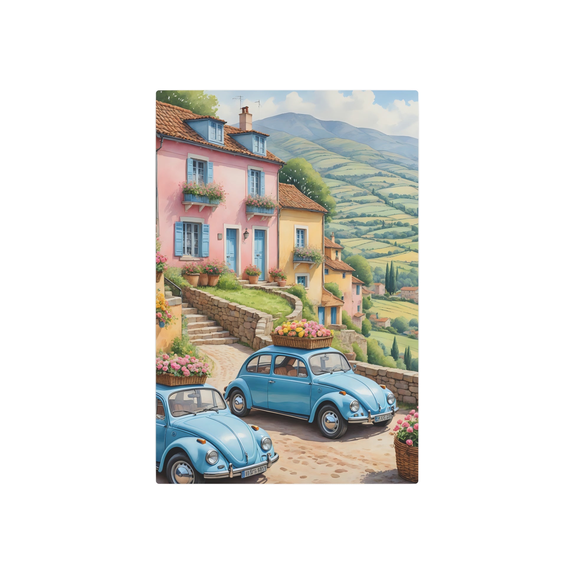 Floral Delivery in a Tuscan Village Metal Art Sign