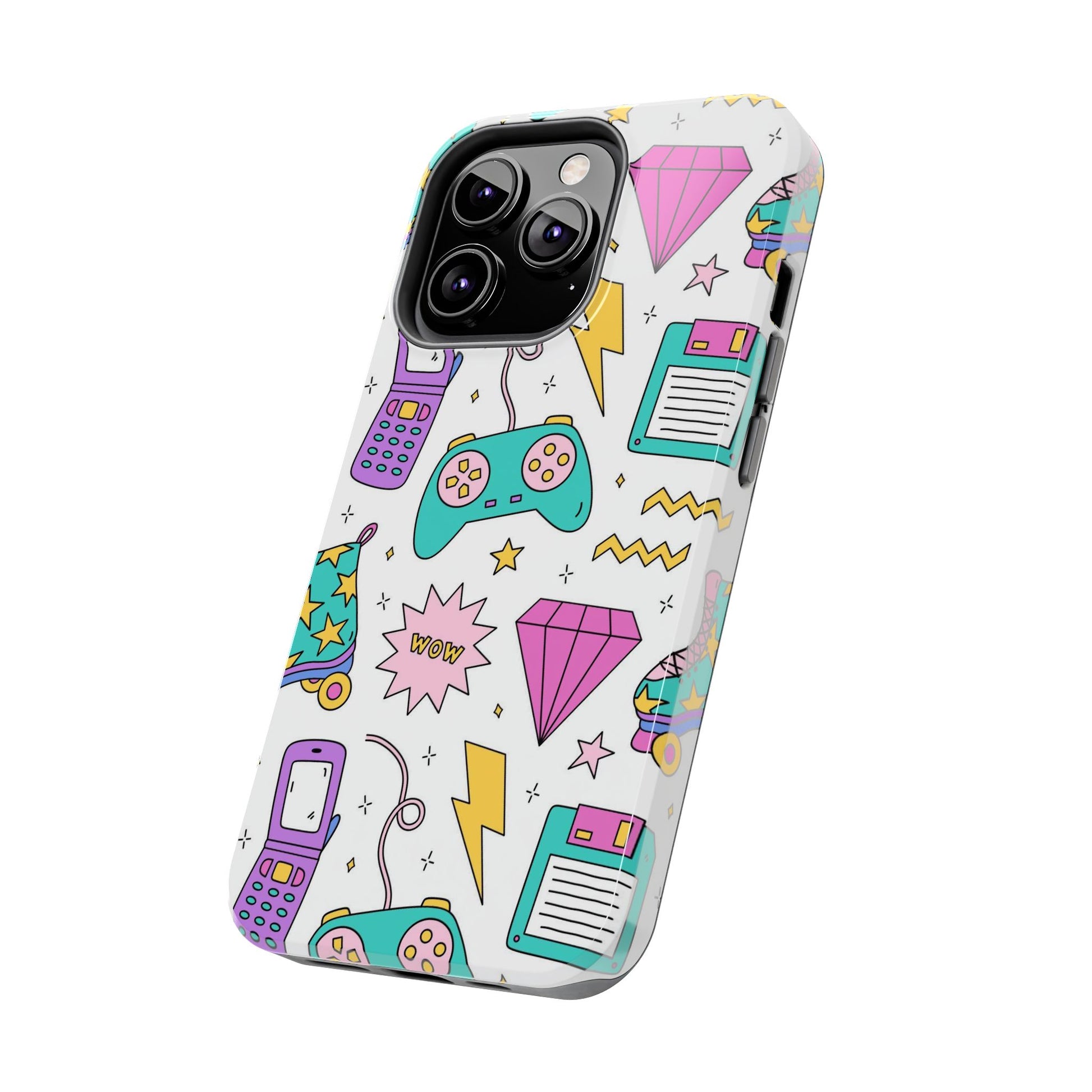 Bright seamless pattern with items from the nineties Tough Phone Cases