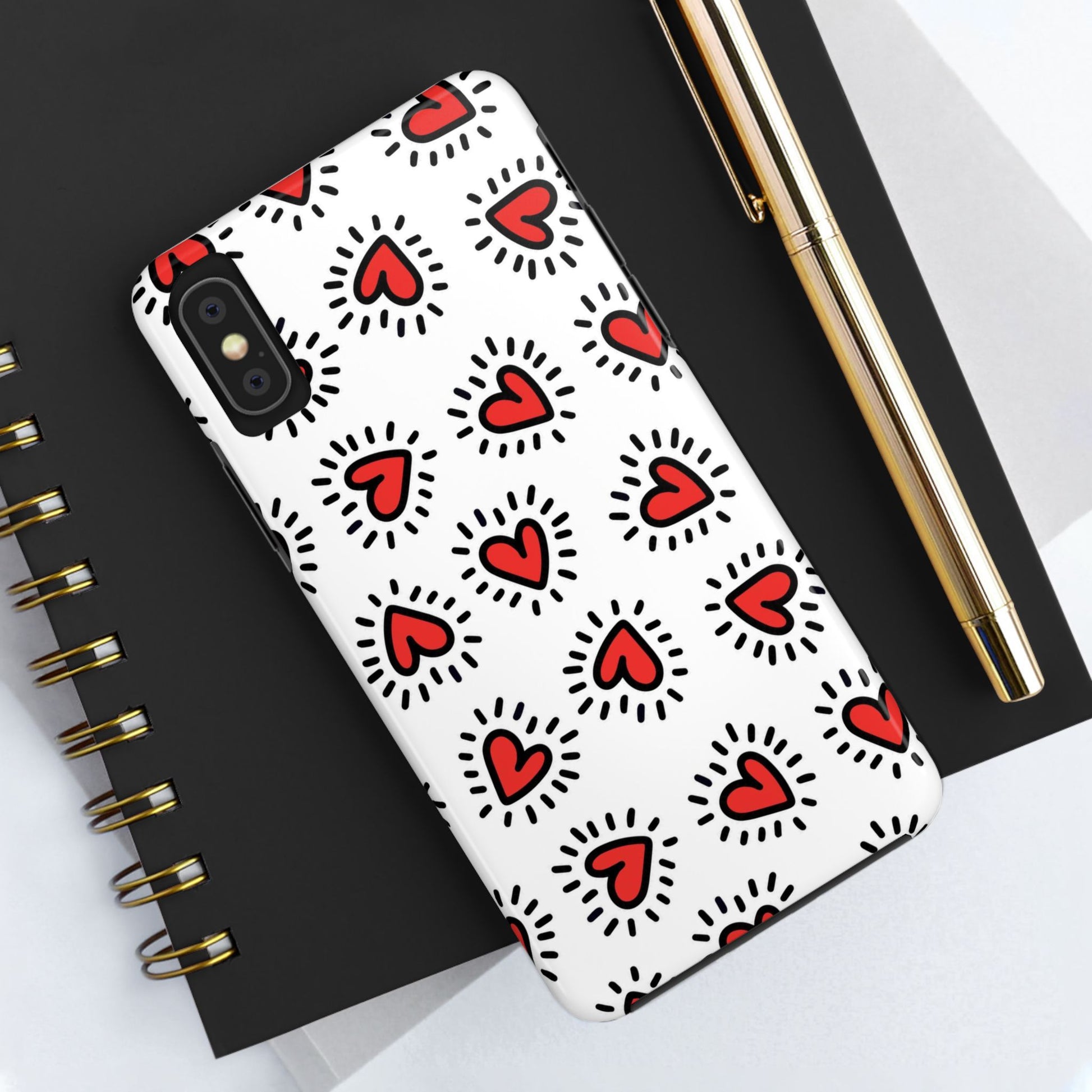 seamless pattern of Red hearts Tough Phone Cases