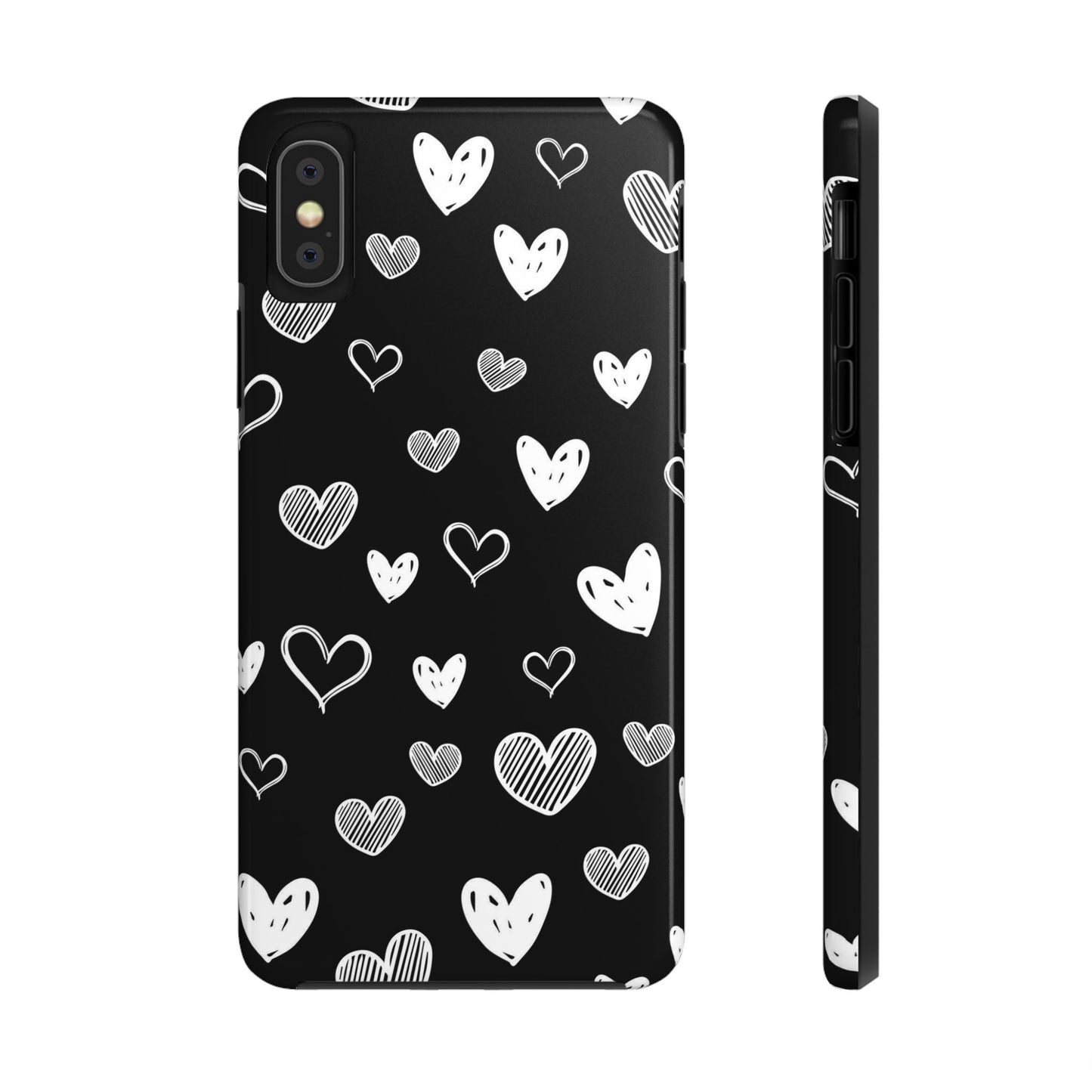 Heart doodles seamless pattern Tough Phone Cases iPhone XS