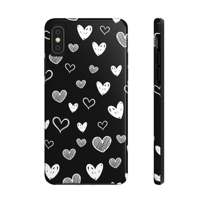 Heart doodles seamless pattern Tough Phone Cases iPhone XS