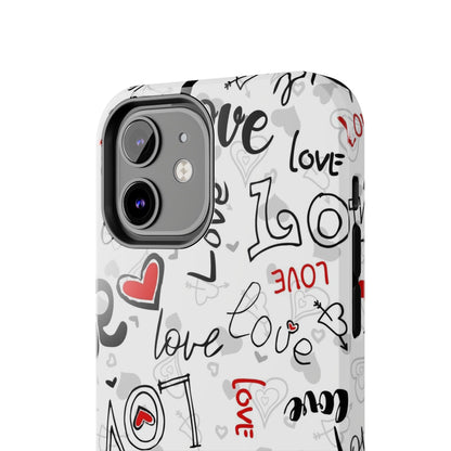 hearts with the words love Tough Phone Cases