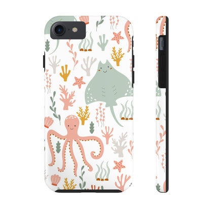 Marine seamless pattern with octopus and stingray Tough Phone Cases iPhone 7, iPhone 8, iPhone SE