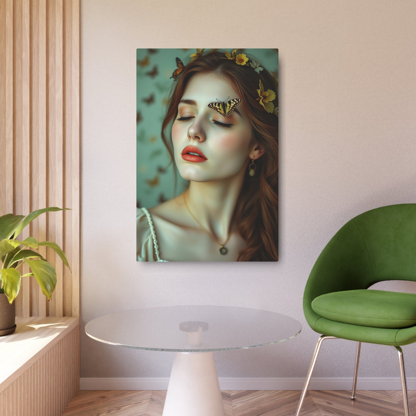 Enchanting Metal Wall Art: Butterfly Goddess Portrait for Dreamy Decor