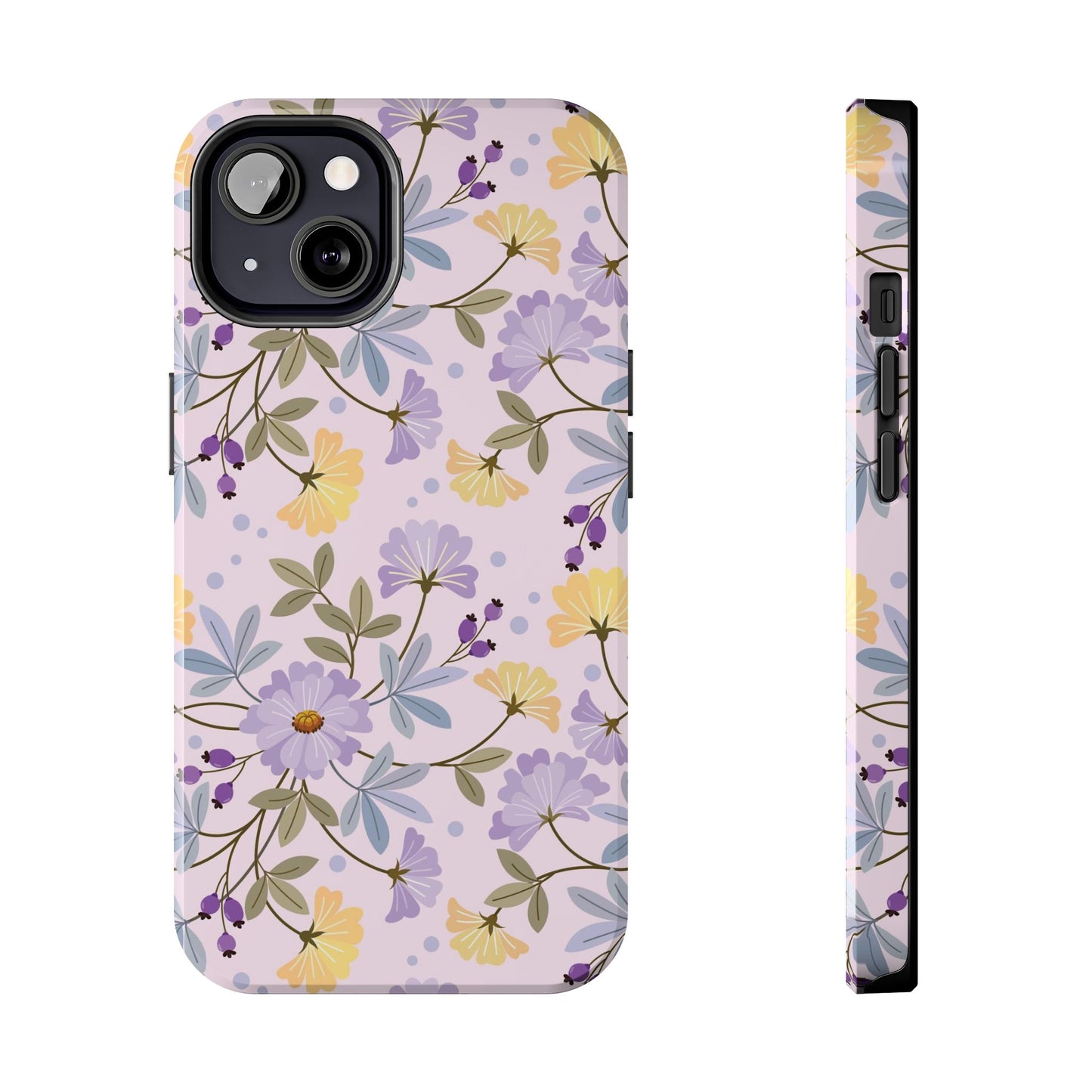 Blooming yellow and purple flowers Tough Phone Cases iPhone 13