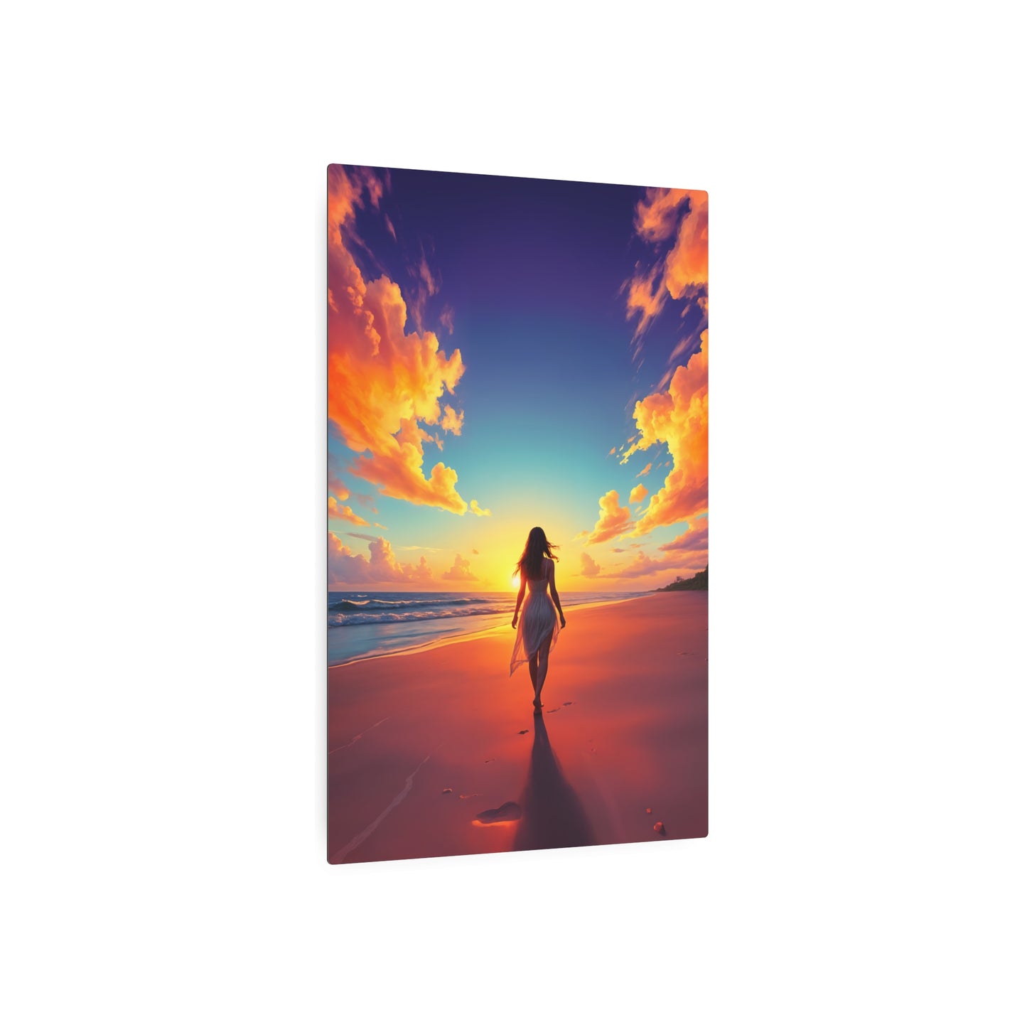 Golden Sunset Serenity: Embrace the Ocean's Beauty Metal Art Sign