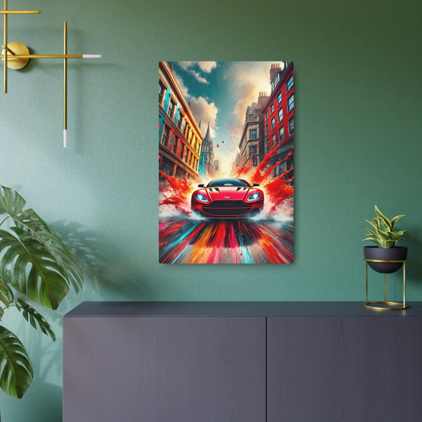 Urban Inferno: The Fury of Speed and Color Metal Art Sign 20″ x 30″ (Vertical) 0.12''