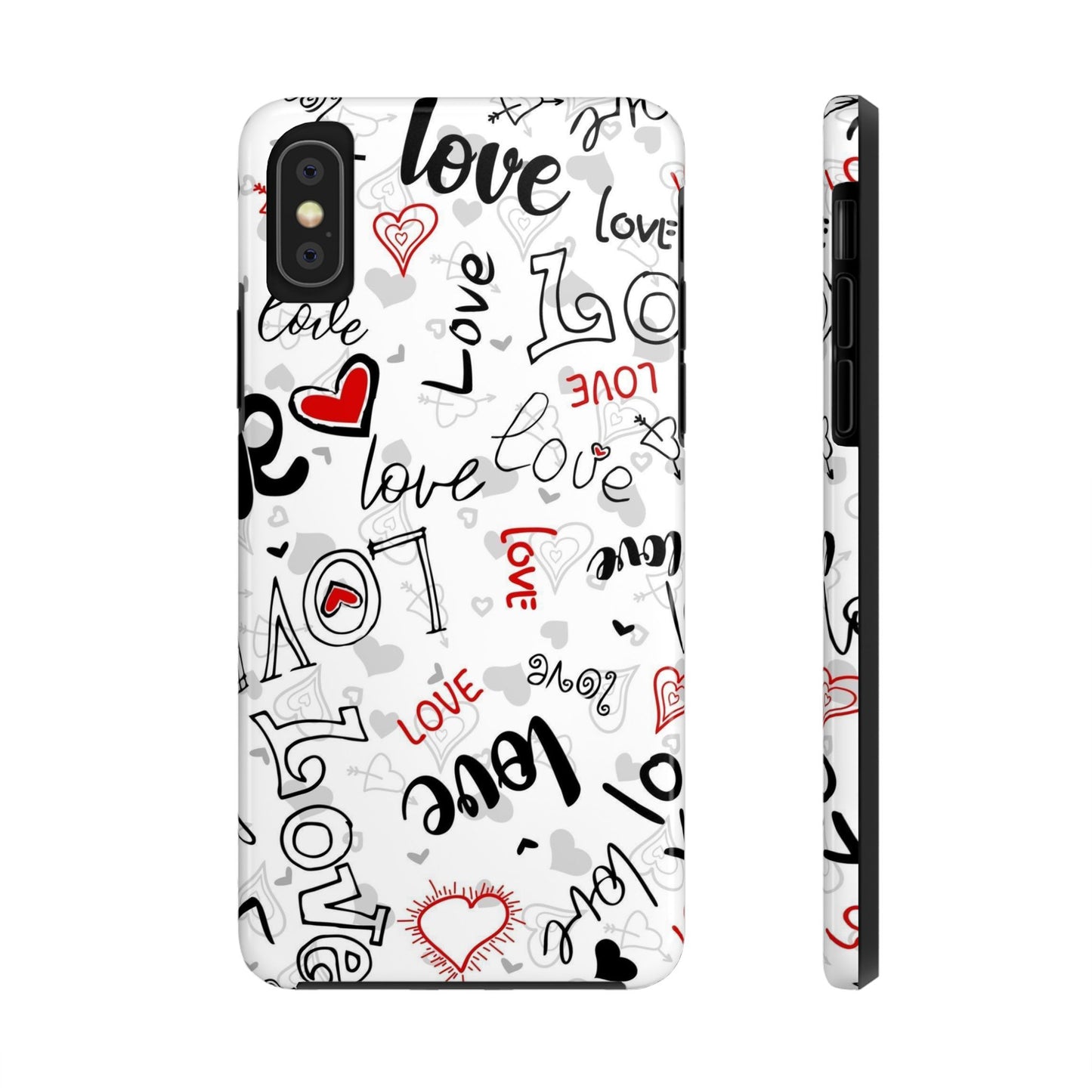 hearts with the words love Tough Phone Cases iPhone XS