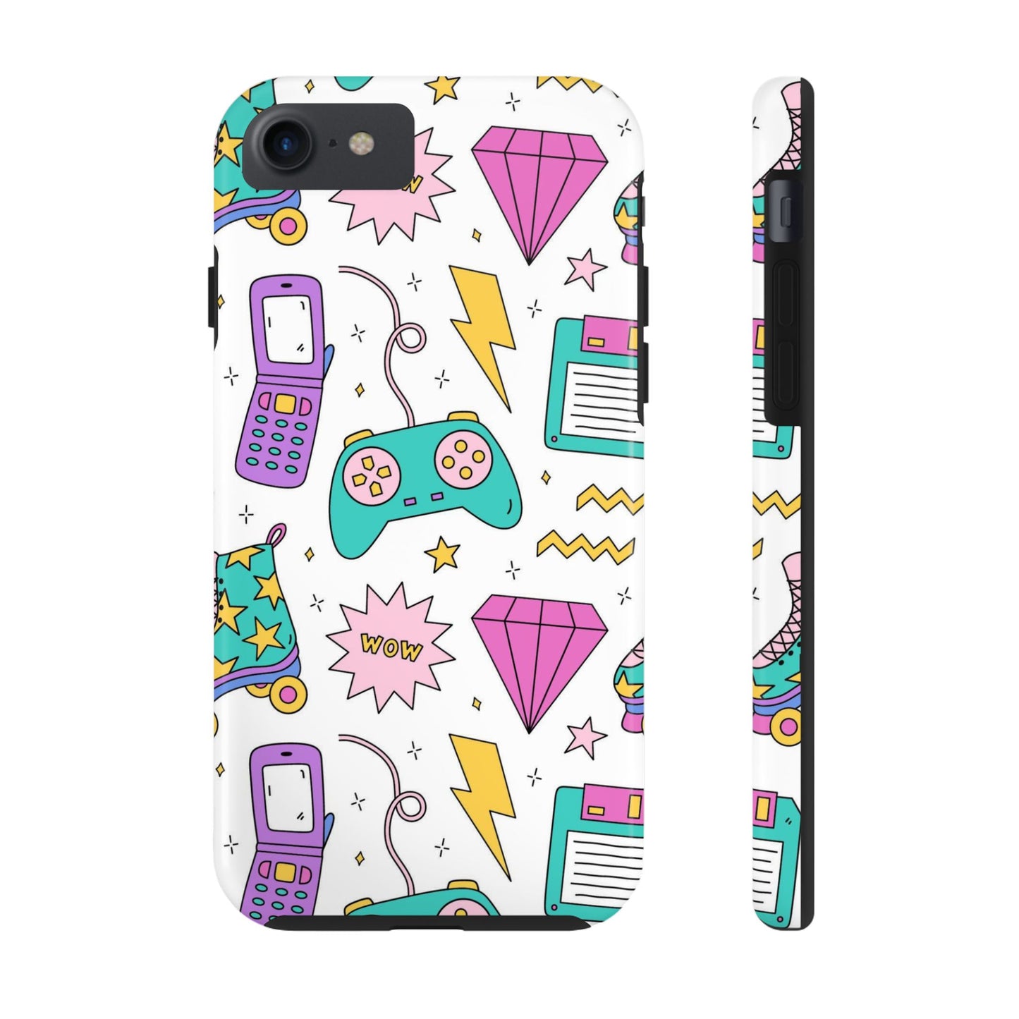 Bright seamless pattern with items from the nineties Tough Phone Cases iPhone 7, iPhone 8, iPhone SE