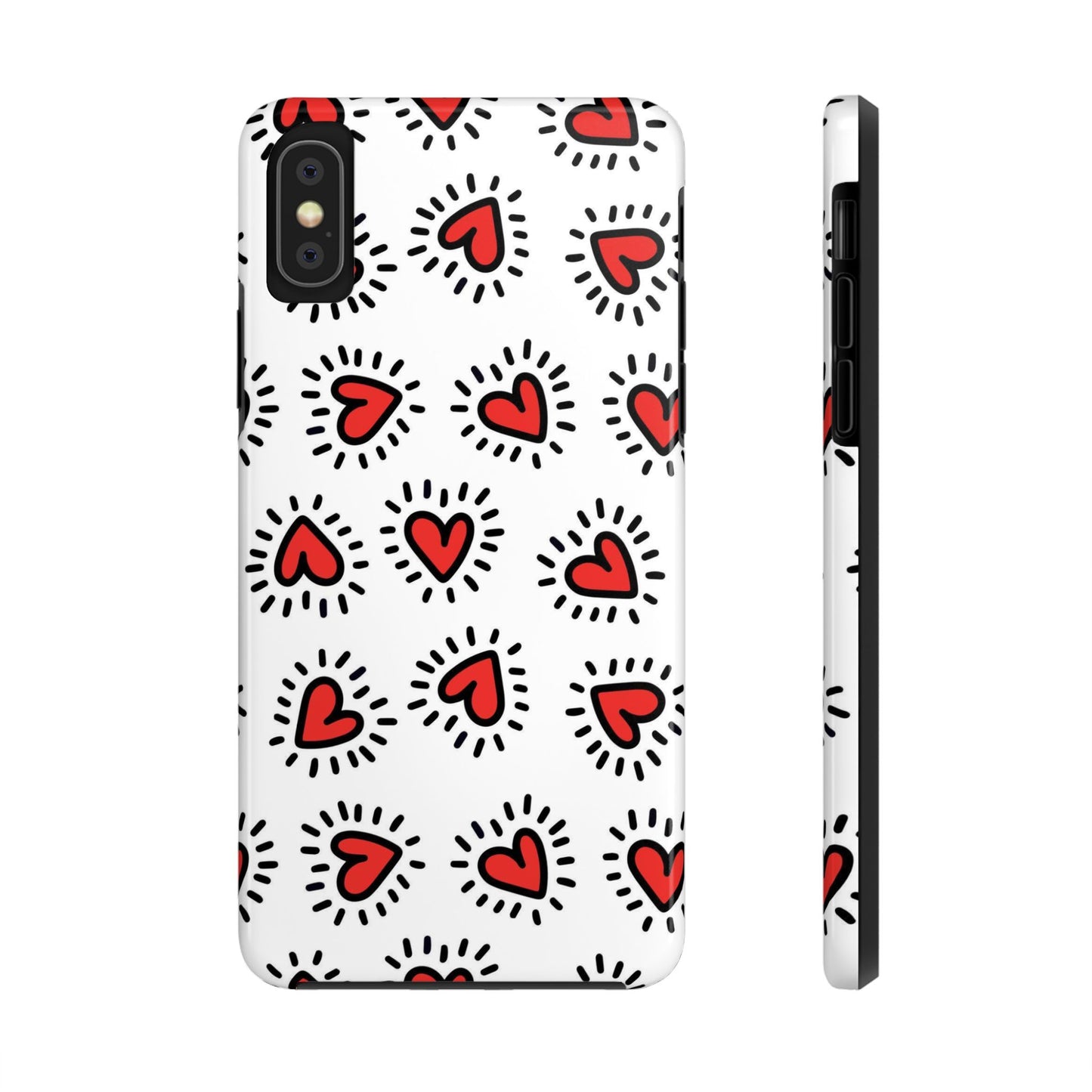 seamless pattern of Red hearts Tough Phone Cases iPhone XS