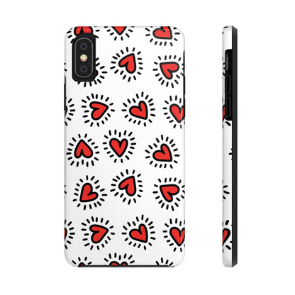 seamless pattern of Red hearts Tough Phone Cases iPhone XS