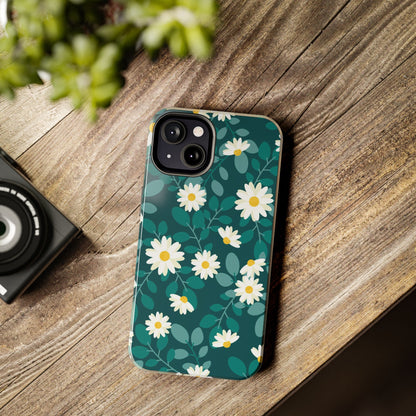 cute white daisy flower flat style seamless pattern Tough Phone Cases