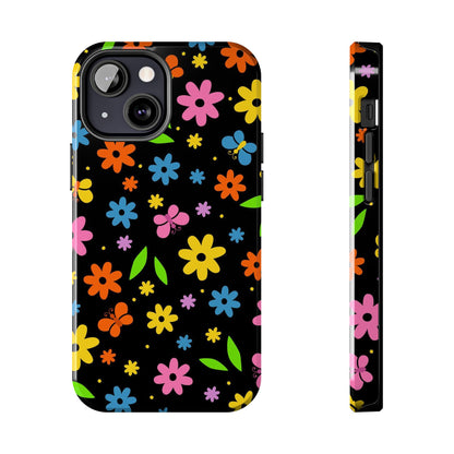 Cute pattern with simple flowers and butterflies. Tough Phone Cases iPhone 13 Mini